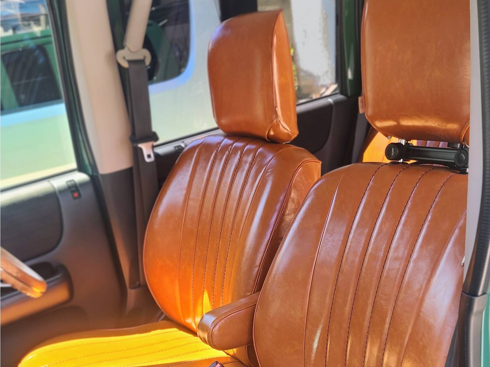 【装着写真】バモス Sandiiオールドカヌレ シートカバー [品番:H0073-03]