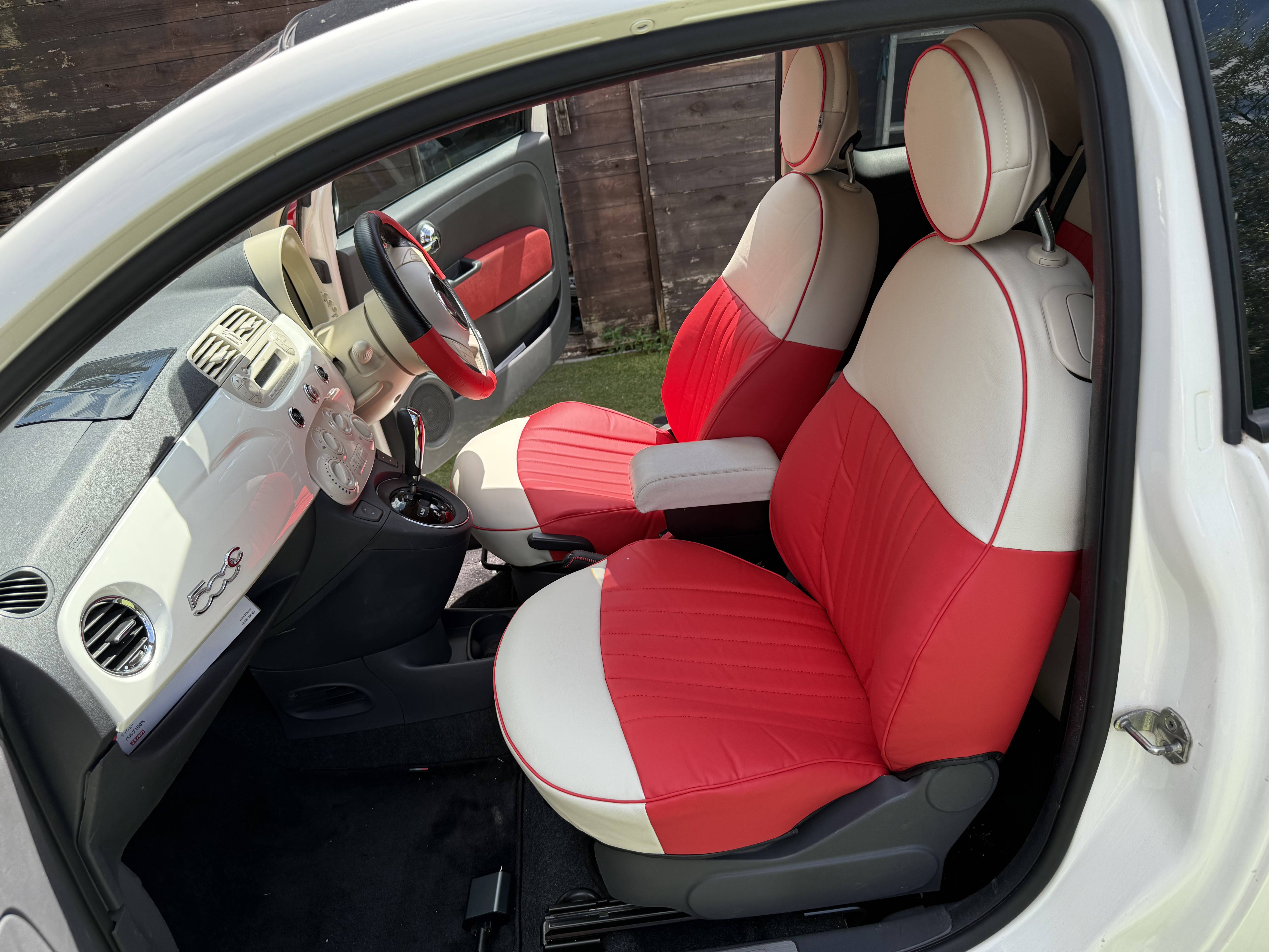 【装着写真】FIAT500 Sandiiマカロン シートカバー [品番:FA0387-01]