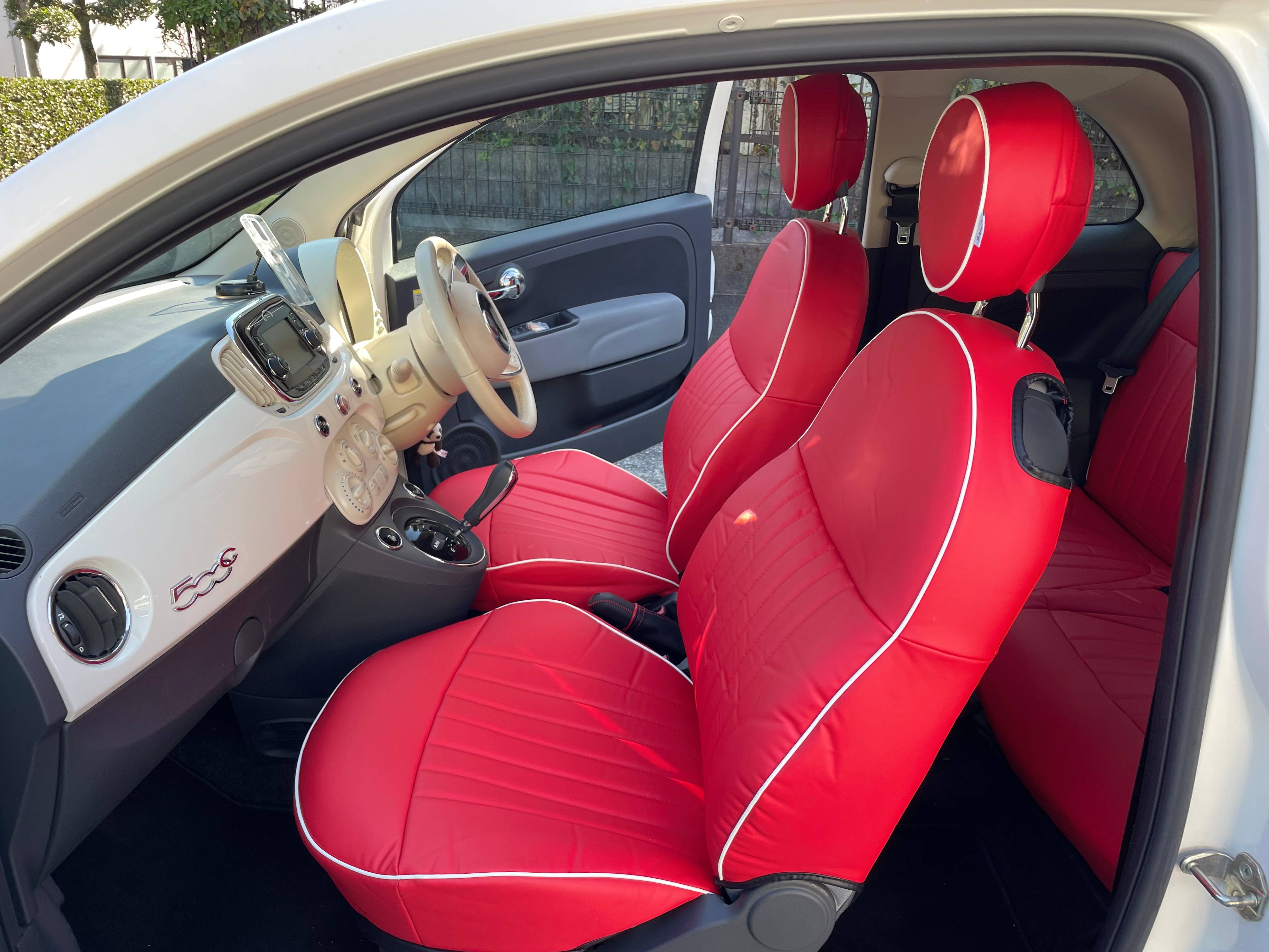 【装着写真】FIAT500 Sandiiマカロン シートカバー [品番:FA0387-01] Copy