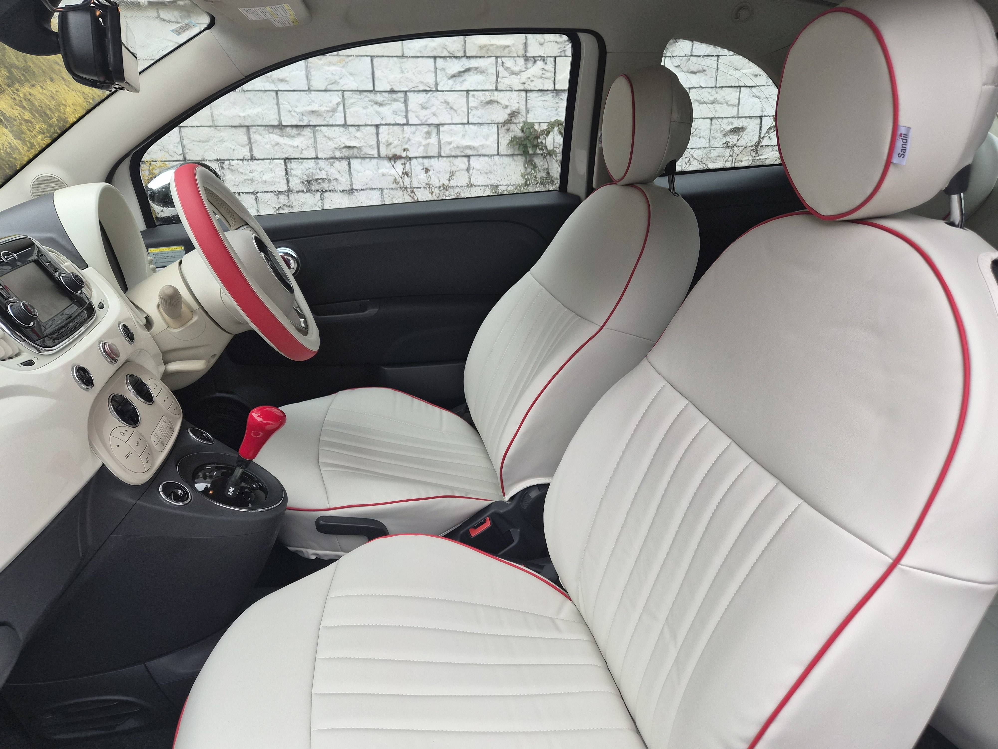 【装着写真】FIAT500C Sandiiマカロン シートカバー [品番:FA0387-03]