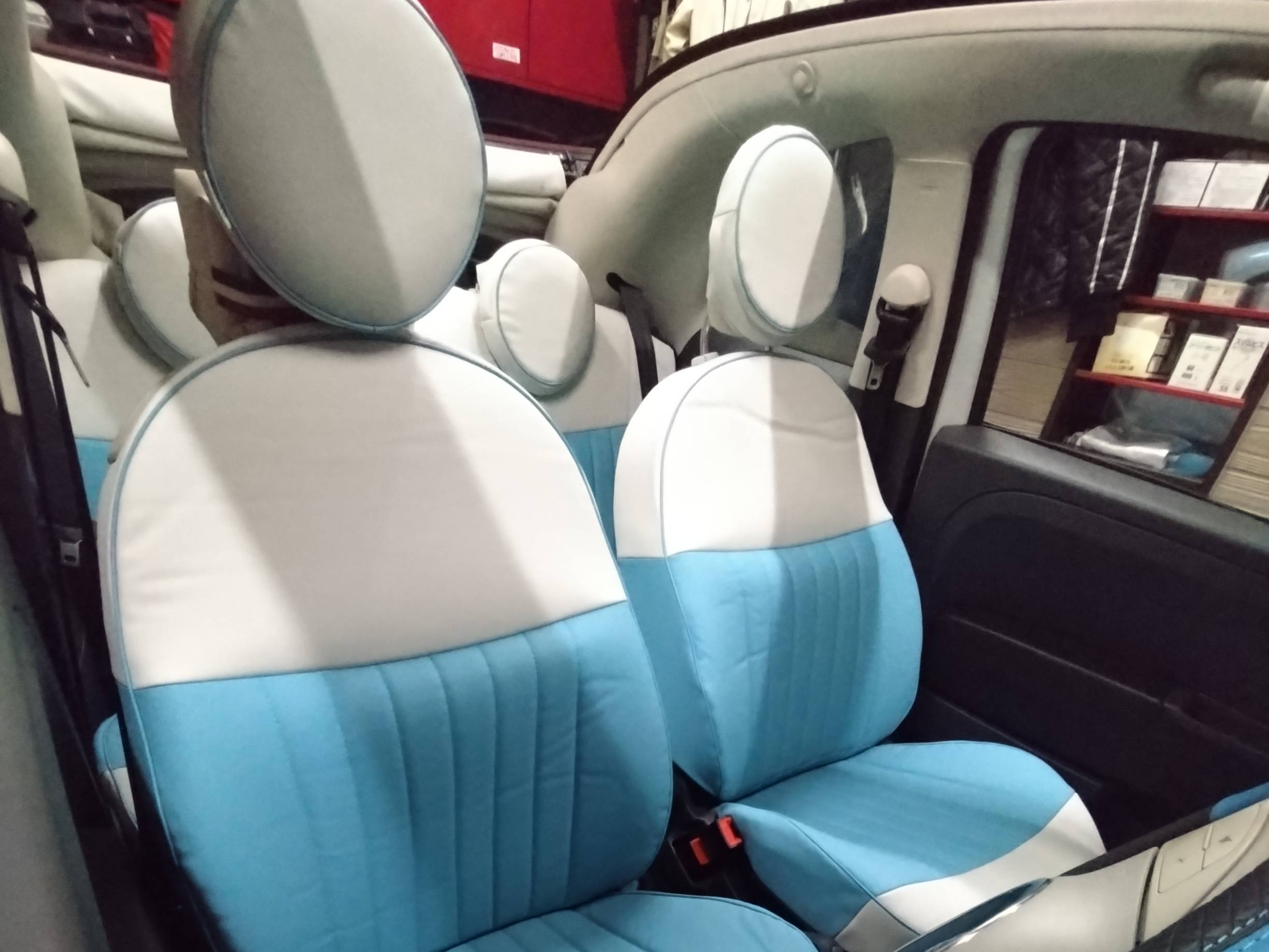 【装着写真】FIAT500 Sandiiマカロン シートカバー [品番:FA0387-02]